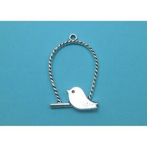 6pcs Bird Charms Silver Tone